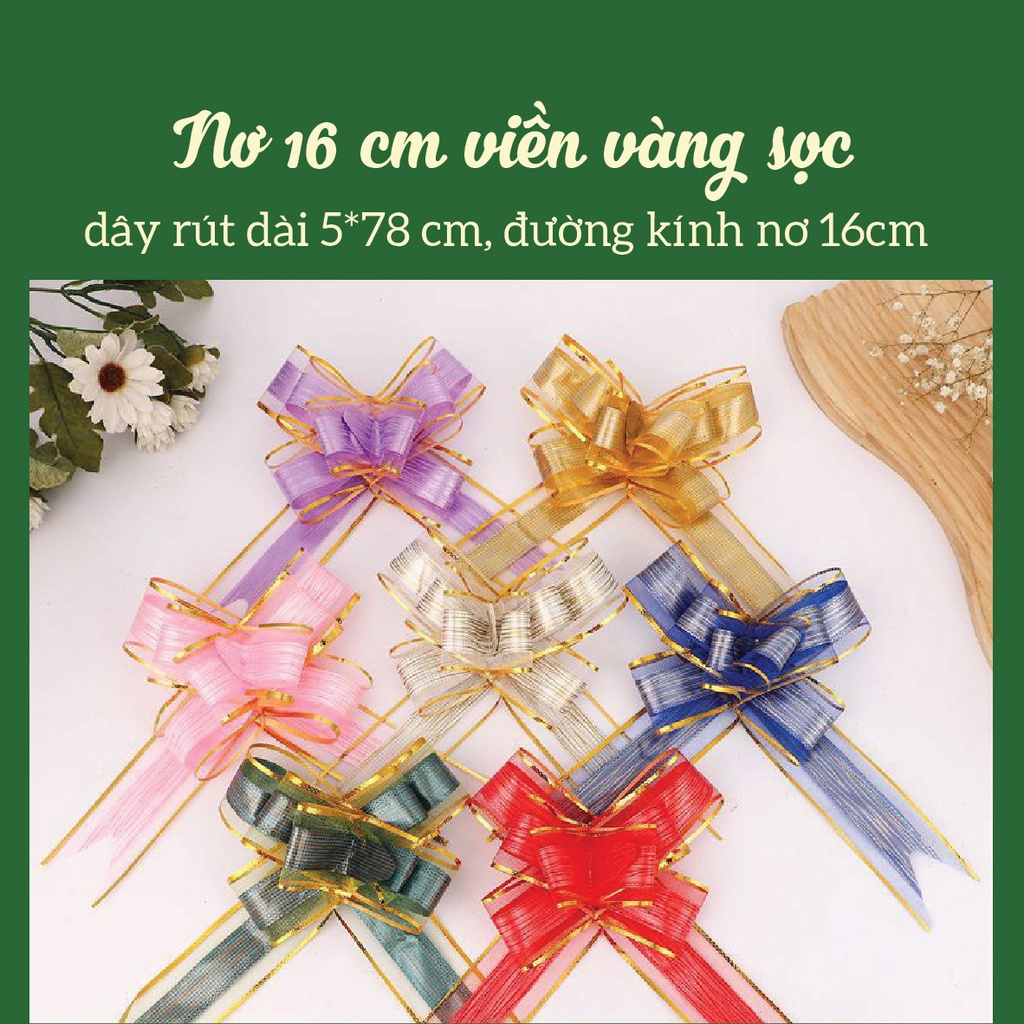 10 Nơ rút 5x78cm viền vàng sọc caro