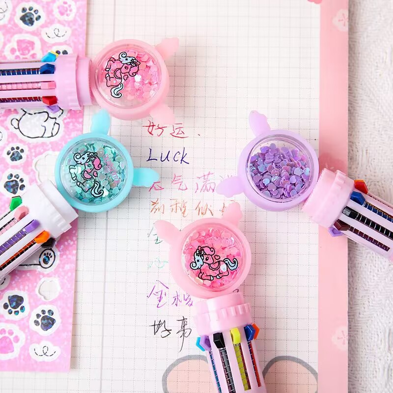 Bút Bi Ngòi 0.5MM 10 Màu Dễ Thương Cho Học Sinh