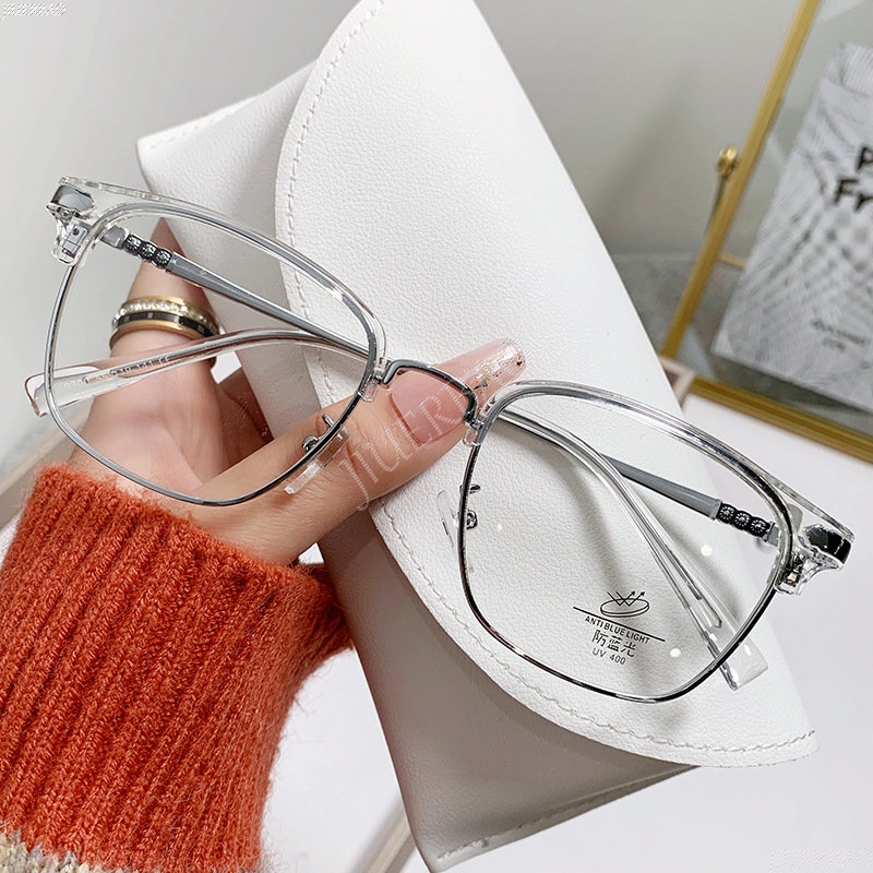 Mắt Kính Nửa Gọng Kim Loại Chống Bức Xạ Phong Cách Cổ Điển Mới