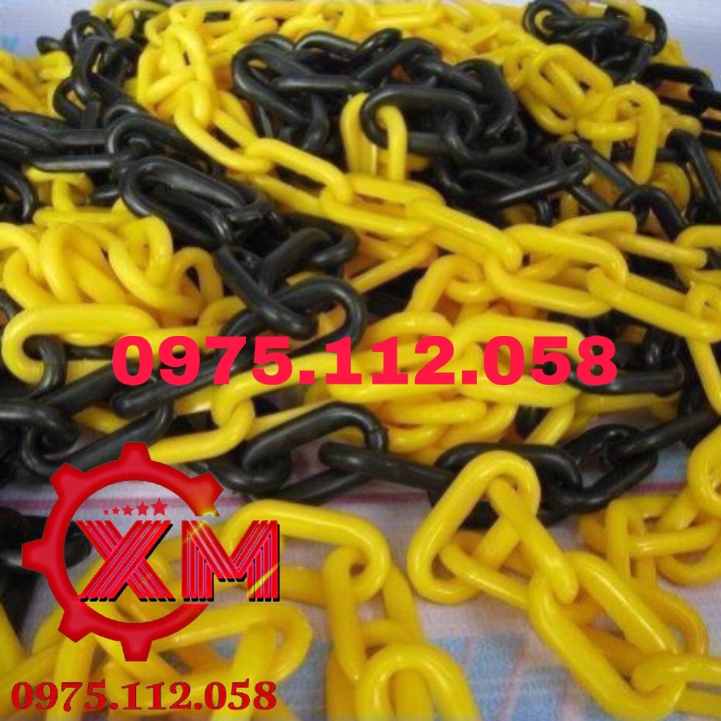Dây xích nhựa trắng đỏ phi 6 dài 25m