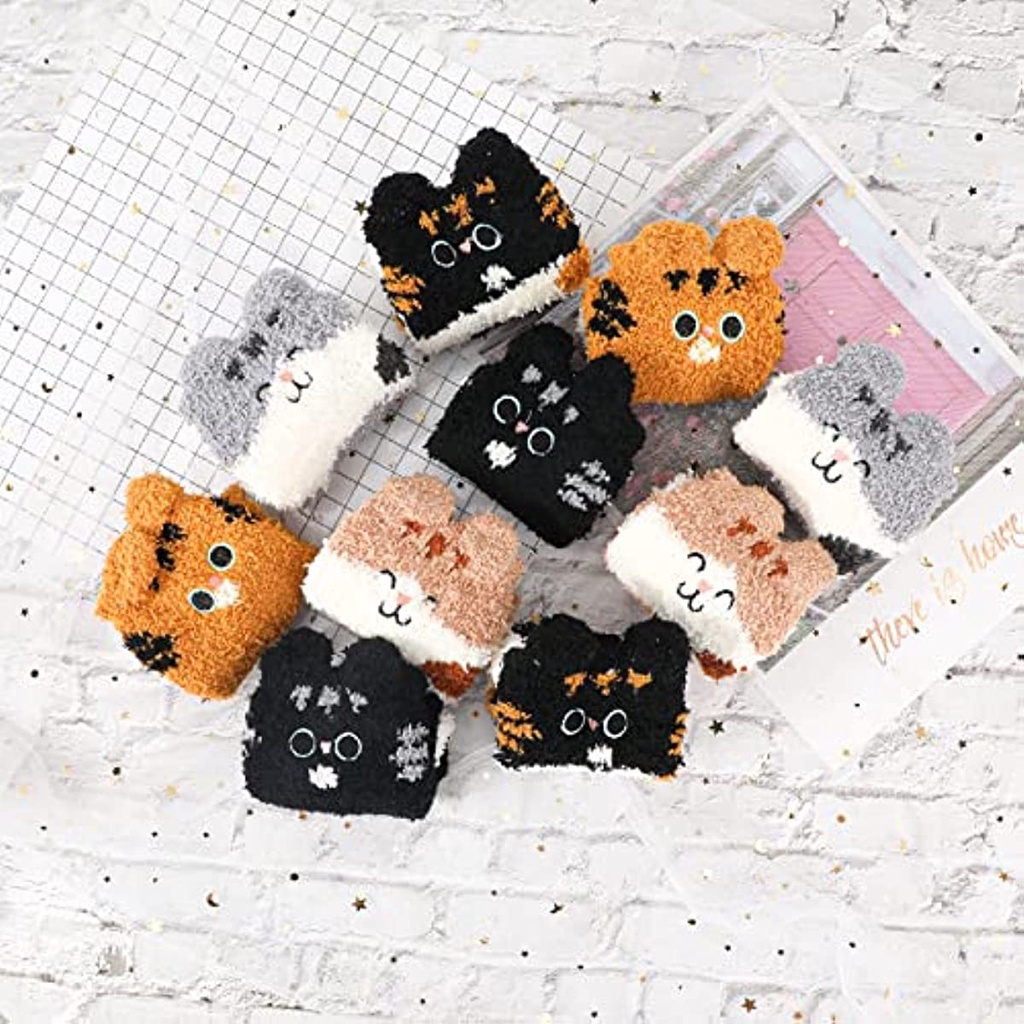 Đôi Vớ Dày Giữ Ấm Mùa Đông Thêu Hình Chân Mèo May Mắn Dễ Thương JP5