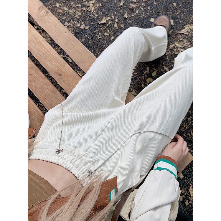 Quần Nỉ Nhung Tăm Dây Xích, Quần Ống Suông Cạp Chun Siêu Hot