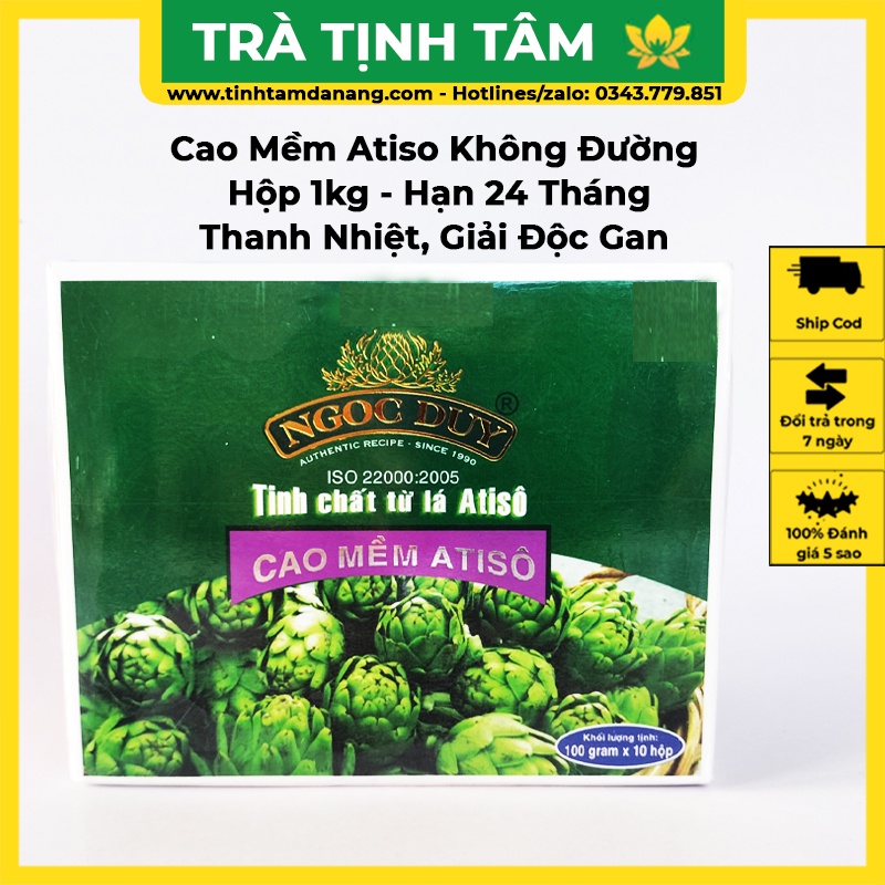 Cao mềm atiso không đường Ngọc Duy Đà Lạt nguyên chất hộp 1kg cao cấp giúp giải độc gan, giảm mụn, thanh nhiệt
