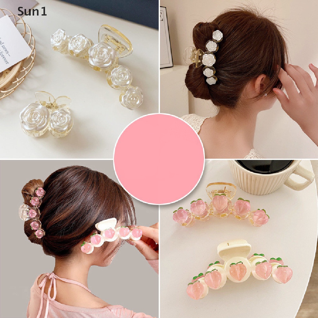 Sun1 &gt; Kẹp Tóc Càng Cua Bằng Acrylic Hình Quả Đào Ngọt Ngào