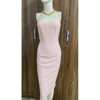 Đầm 2 dây màu hồng Pastel,ôm tôn dáng size S-M.