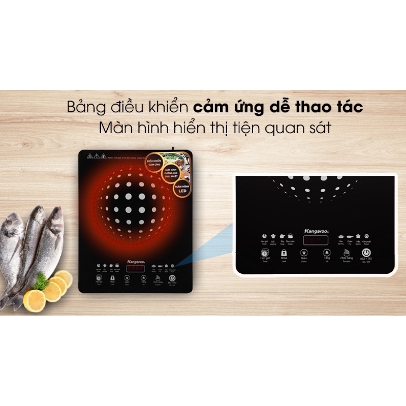 Bếp điện từ Kangaroo KG18IH1 và KG18IH2-trưng bày-Công suất vùng nấu:2000W Điện áp:220-240V~50/60HzKích thước vùng nấu:l
