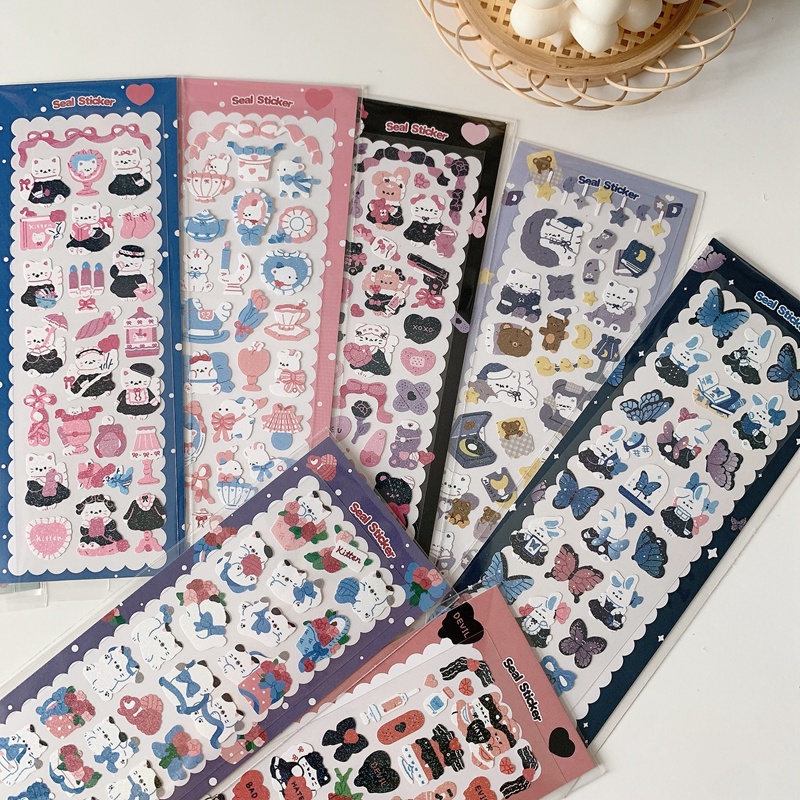 Zanmo hình dán sticker thỏ mèo hươu kim tuyến hãng pompomroom decor toploader