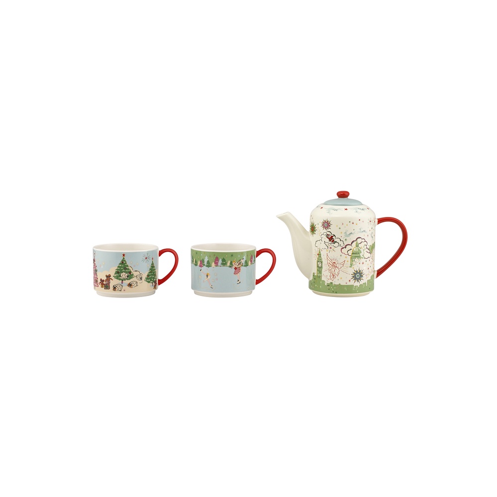 Bộ ấm trà và 2 ly/Boxed Tea For Two - Christmas - Cream