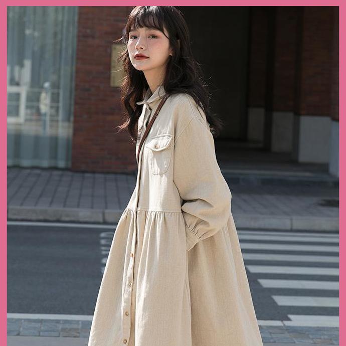 💖Váy nu thu đông Váy babydoll Đầm Sơ Mi Tay Dài Dáng Chữ A Eo Cao Phong Cách Hàn Quốc Ngọt Ngào Dành Cho Nữ
