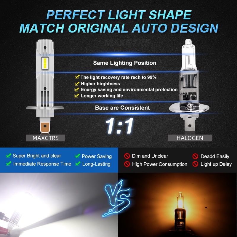 Set 2 Đèn led H1 60w DC 10V-18V 6500K / 4300K Ánh Sáng Trắng Dành Cho Ô Tô