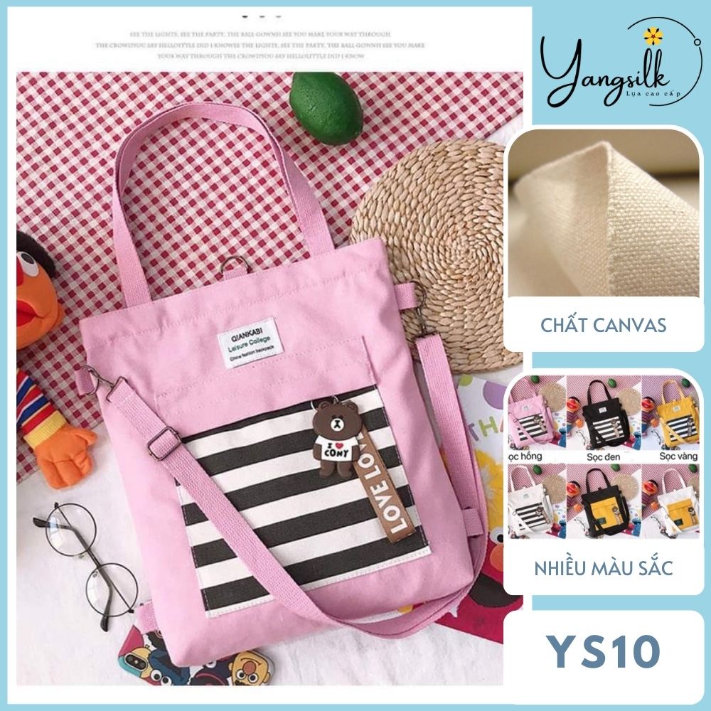 Túi vải canvas nữ trơn, túi tote chất vải bố, trẻ trung, có thể đeo chéo, đeo vai hoặc làm balo, TV01 NaiSoc Boutique