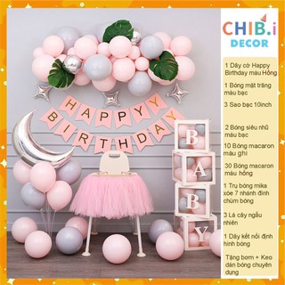 Combo set bóng bay trang trí sinh nhật, trang trí thôi nôi, đầy tháng bé trai bé gái-TRANG TRÍ SINH NHẬT CHIBI DECOR 1B