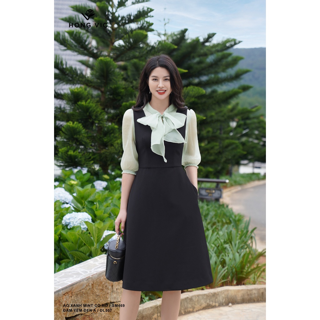 Đầm yếm nữ thiết ké Hong Vic đen A DL507