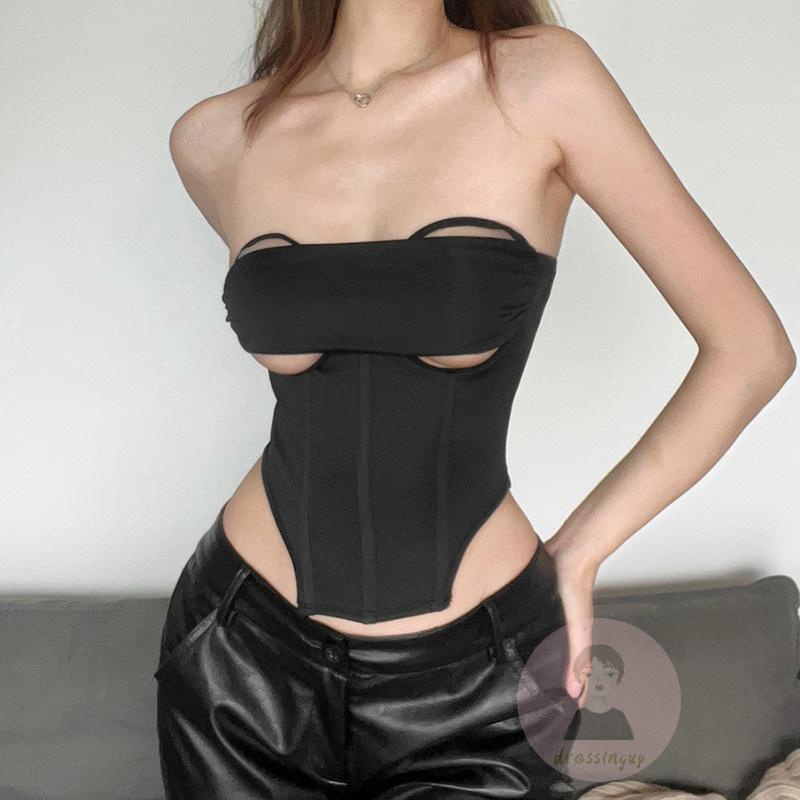 Áo Ống Rỗng Màu Trơn Không Dây Nịt Ngực Cho Nữ