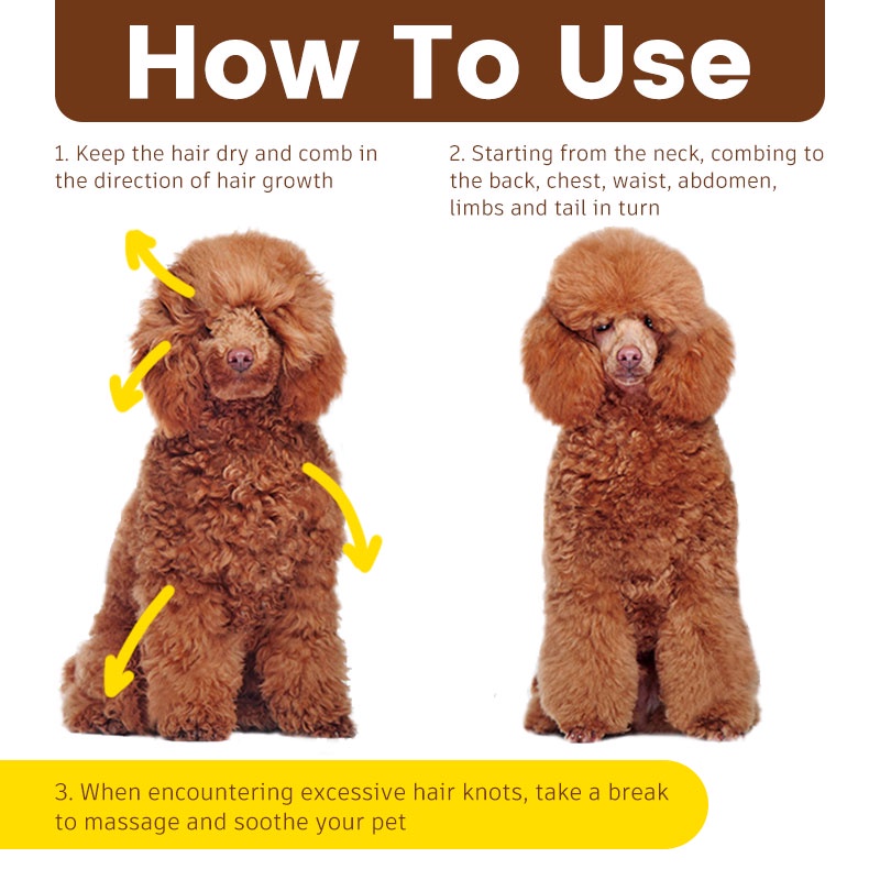 HamshMoc Lược Chải Lông Thú Cưng Hai Mặt Với Tay Cầm Bằng Gỗ Tiện Lợi