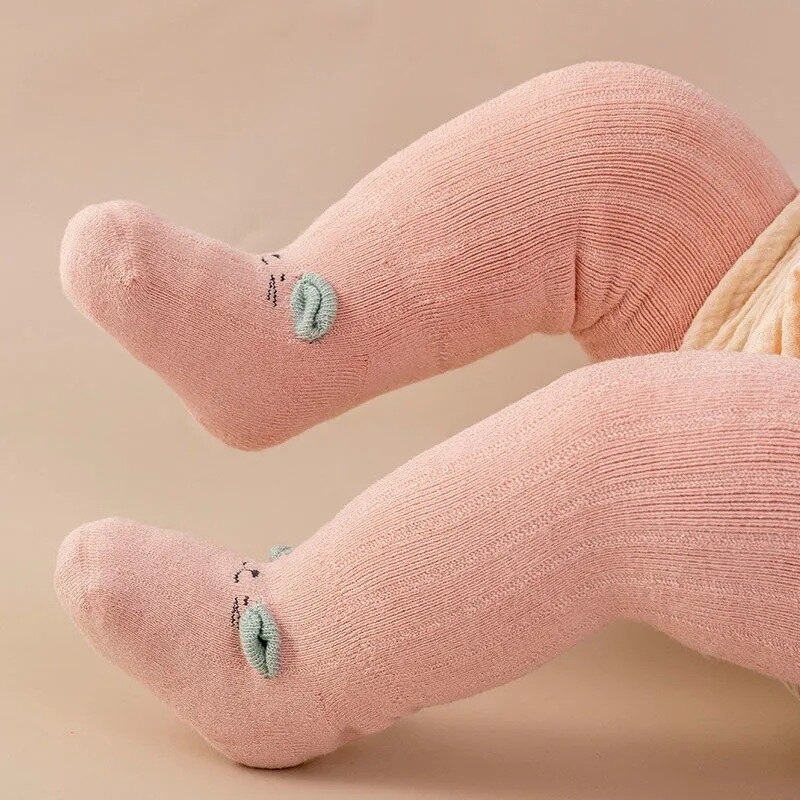 Vớ Giữ Ấm Chống Trượt Bằng Vải Bông Dày Dặn Họa Tiết Hoạt Hình Dễ Thương Cho Bé 0-3 Tuổi