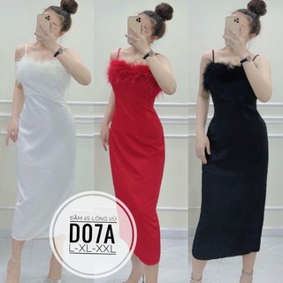 [Hình thật] Đầm big size hai dây lông vũ từ 60kg-90kg
