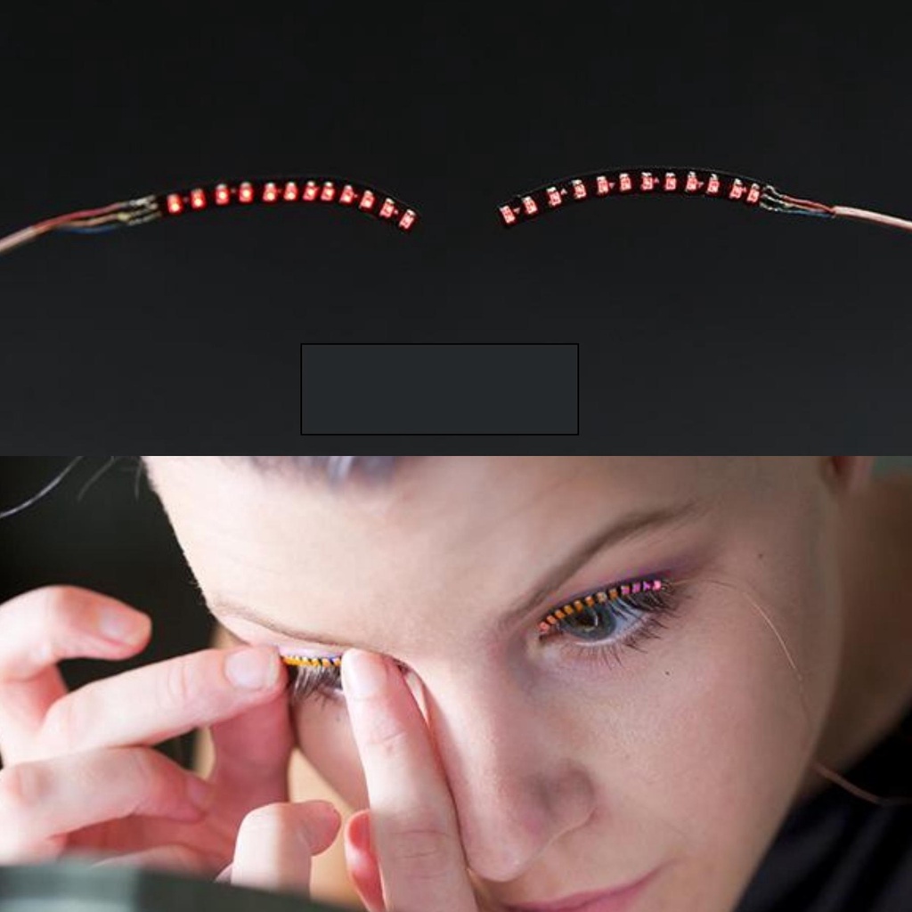 FelinWel - 1 Cặp Lông Mi Giả Chống Nước Có Đèn LED Phát Sáng Cho Dịp Halloween / Giáng Sinh