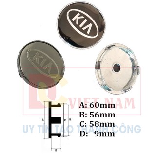 01 Logo chụp mâm, ốp lazang vành bánh xe ô tô KIA Đường kính 60mm Nhựa ABS - 2 màu: Đen và Bạc (HÀNG LOẠI 1)