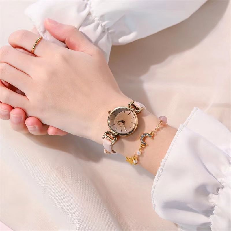 Đồng Hồ Analog Máy Quartz Mặt Nhỏ Dây Mảnh Sang Trọng Phong Cách Retro Cho Nữ