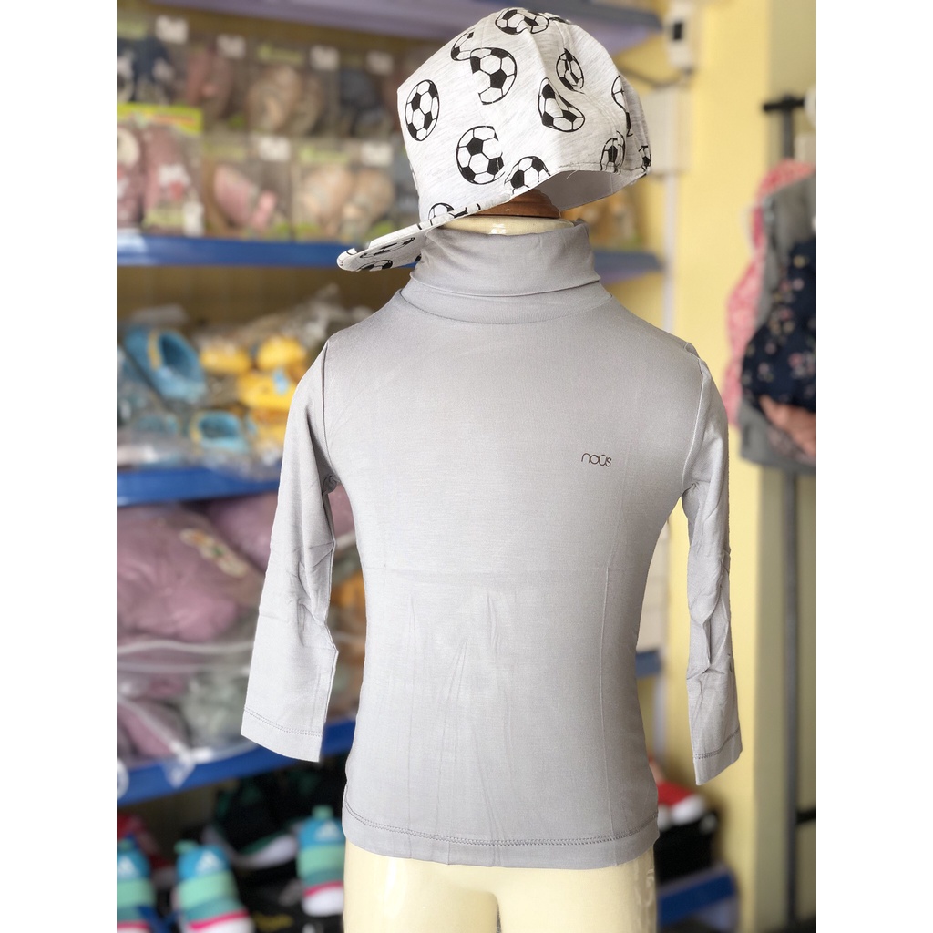Áo Giữ Nhiệt Thu Đông Bé Trai, Bé Gái, Áo Cổ Lọ 5cm Ghi Đậm NOUS NU PETIT 6M-24M