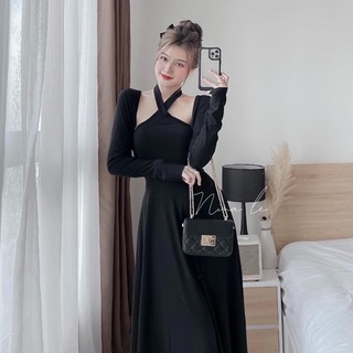 Bigsize Đầm cổ yếm dáng dài kèm khoác 55-95kg