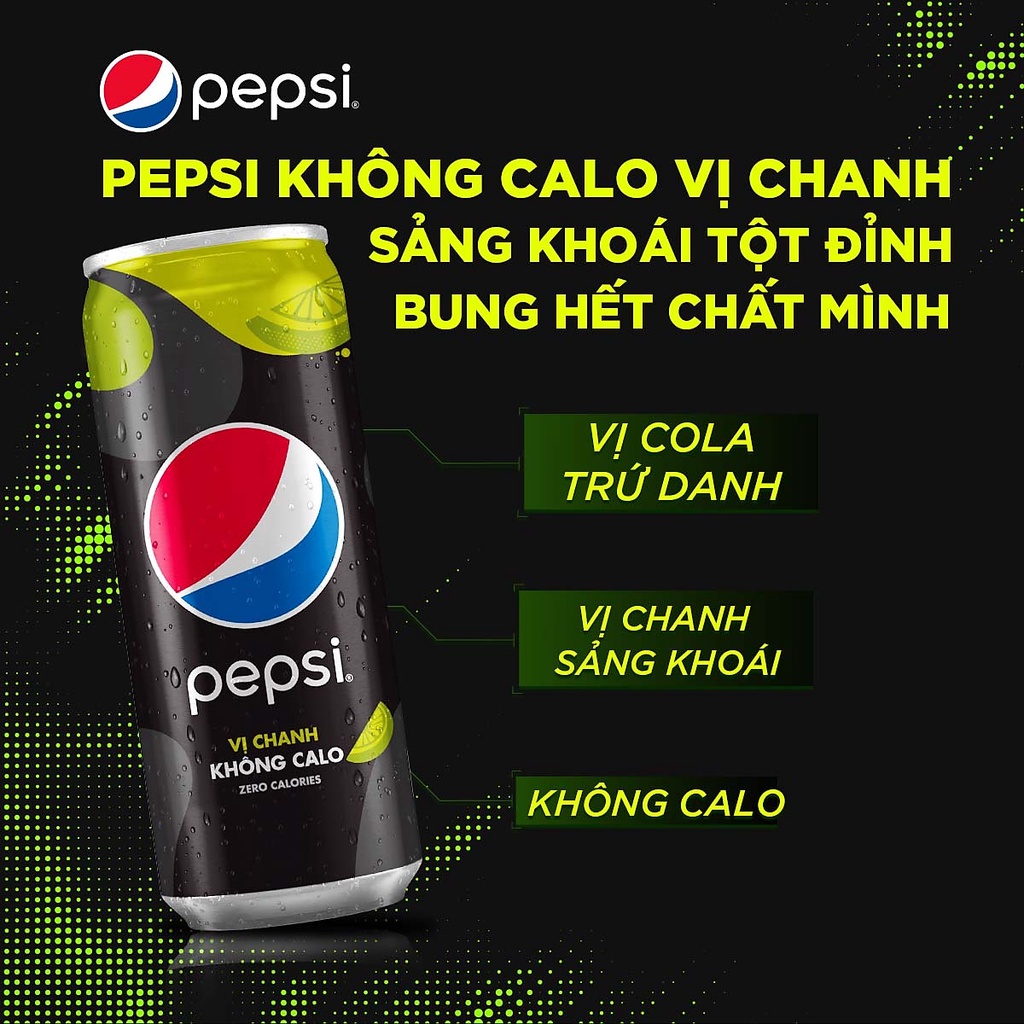 Thùng 24 Lon Mix 2 Vị Pepsi Vị Chanh Không Calo và 7Up Chất Xơ Ít Calo (320ml