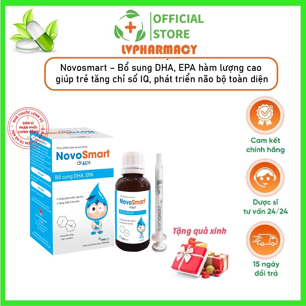 DHA cho bé Novocare - NovoSmart DHA nhỏ giọt, không tanh, giúp bé phát triển trí não toàn diện