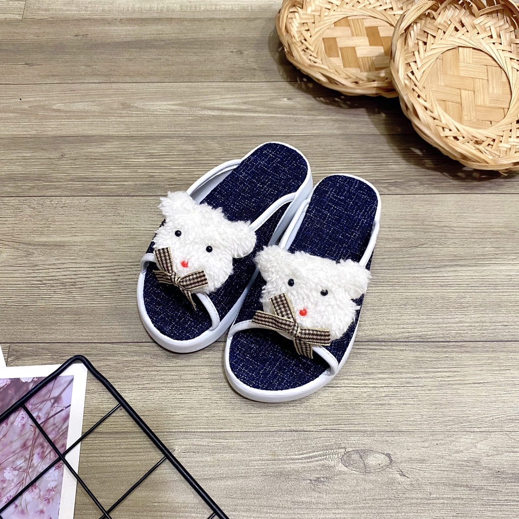 Dép quai ngang cho bé đế xuồng thời trang hình gấu cute 3 màu xinh xắn - TT469