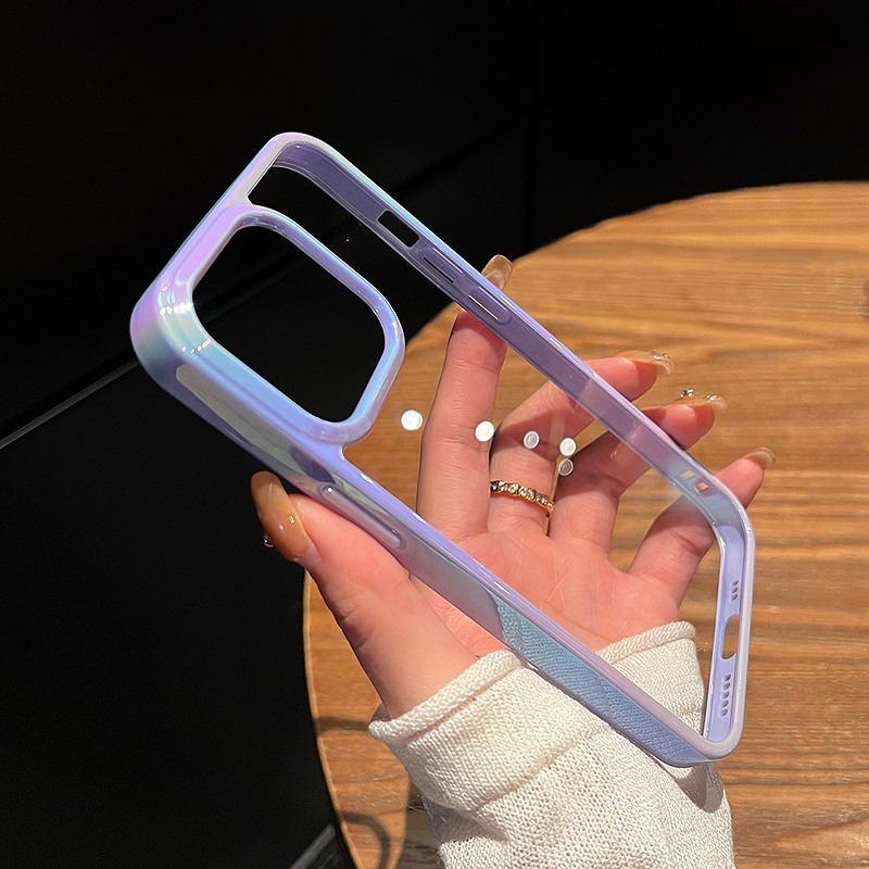 Ốp Điện Thoại Cứng Trong Suốt Viền Laser Lỗ Lớn Chất Lượng Cao Cho iPhone 14 13 12 Pro Max