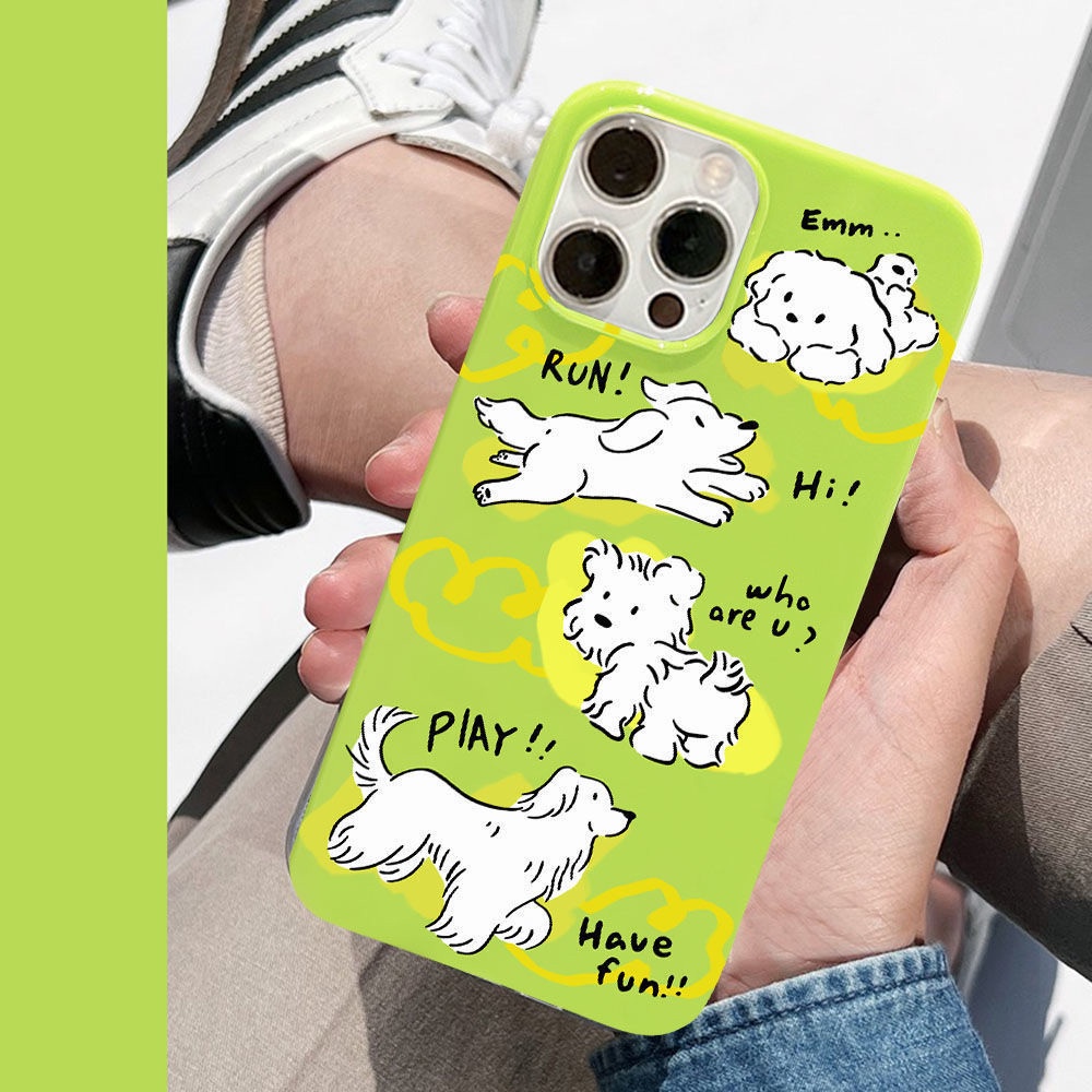 Ốp Điện Thoại TPU Mềm Siêu Mỏng In Hình Cún Hoạt Hình Dễ Thương Cho IPhone 11 12 13 14 Pro Max 14 Plus