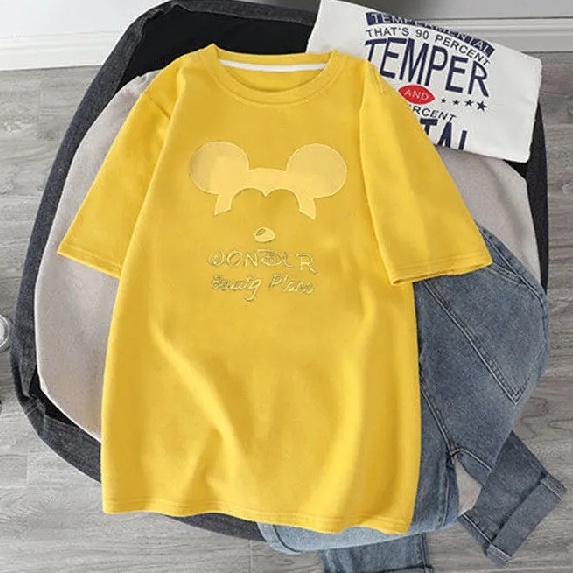 Áo thun SUXI dáng rộng họa tiết hoạt hình dễ thương thời trang mùa thu dành cho nữ