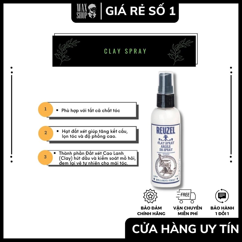 Xịt Tạo Phồng Tóc Nam Cao Cấp Reuzel Grooming Tonic - Hàng Chính Hãng, Bảo Hành 180 Ngày - Kèm Quà Tặng - Waxshop