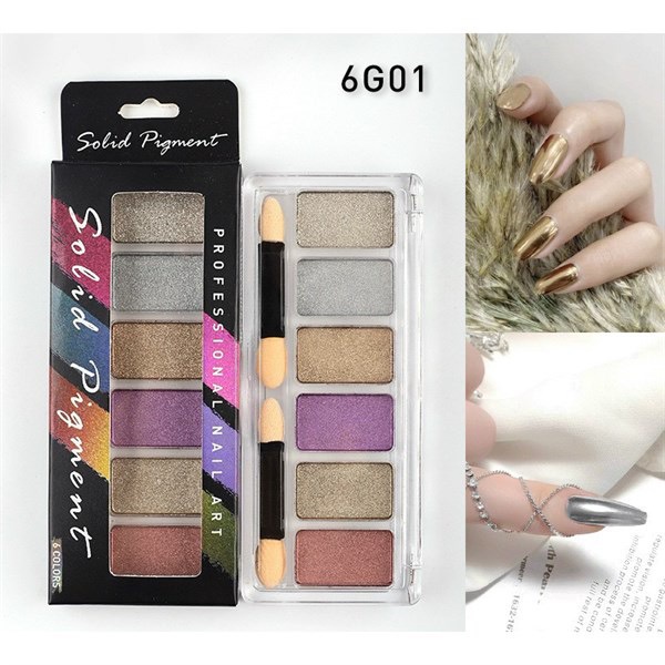 Hộp tráng gương 6 màu Solid, làm đẹp sang chảnh cho móng - Sushi nail mi