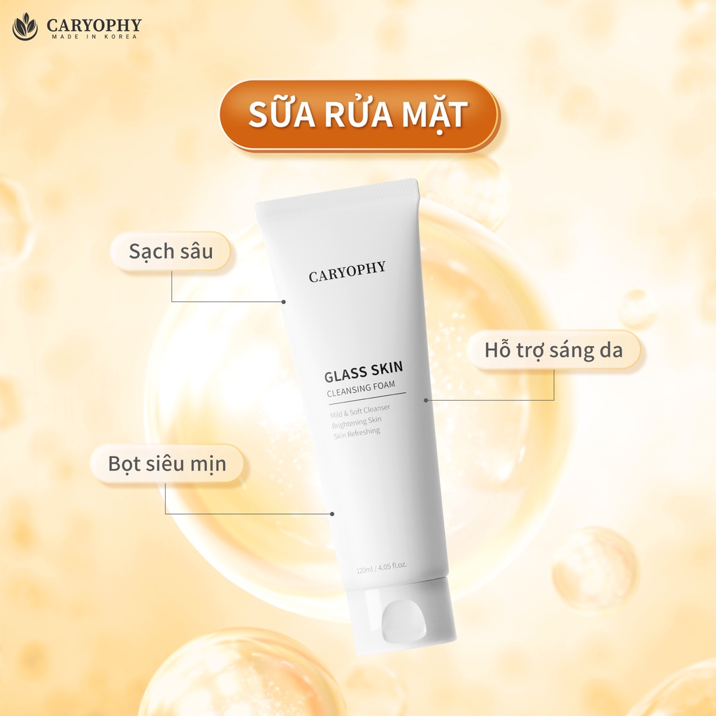 Sữa Rửa Mặt Sáng Da Caryophy Glass Skin Cleasing Foam 120ml