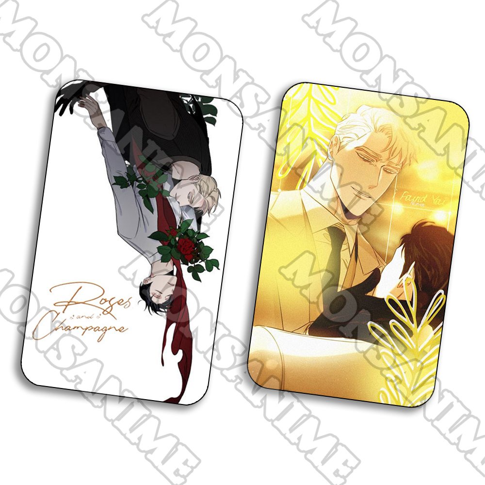 Ảnh card bo góc in hình ROSES AND CHAMPAGNE Hoa Hồng và Rượu Vang manhwa boylove thẻ bo viền 5*8cm sưu tầm