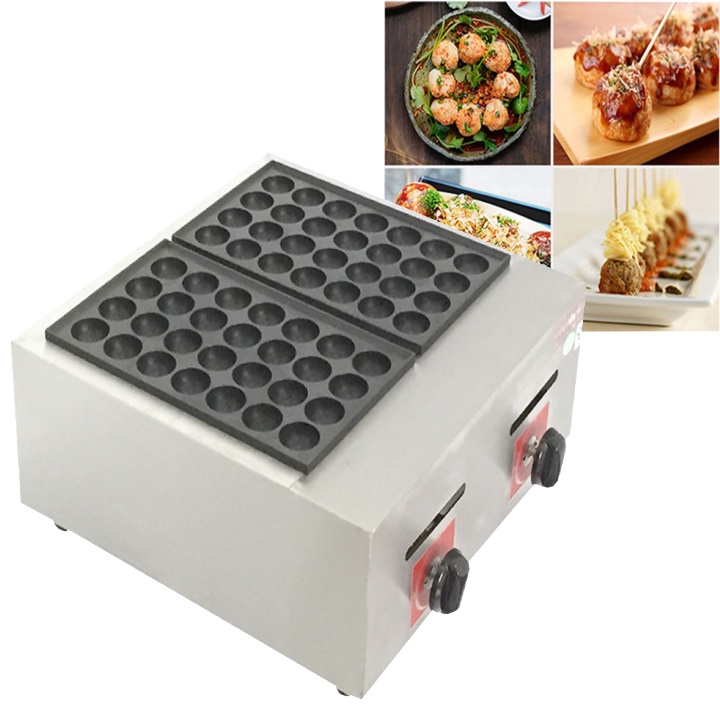 Máy làm bánh nhân bạch tuộc Takoyaki nhật bản khuôn đôi 56 viên dùng Gas