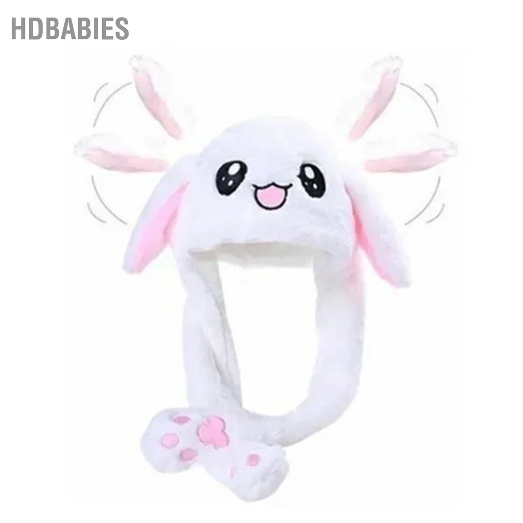 HDbabies Mũ thỏ dài phát sáng LED Electric Plush Có thể điều chỉnh Phim hoạt hình dễ thương Tai Di chuyển trắng