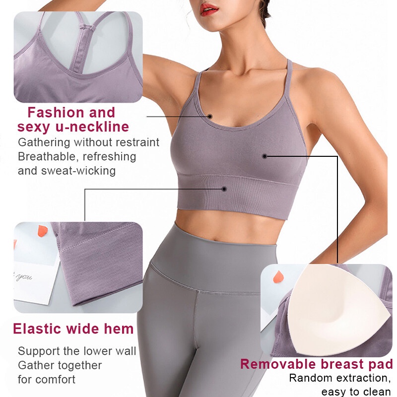 FLOWOMEN  Áo Bra tập Gym Yoga Áo Ngực Thể Thao nữ Có Mút Nâng Ngực Quyến Rũ Cho Đen đỏ xanh xám Áo lót