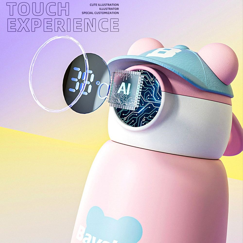 Bình Nước Giữ Nhiệt Thông Minh 450ML Bằng Thép Không Gỉ Có Ống Hút Silica Gel Và Không BPA Chống Rò Rỉ Cho Trẻ Em