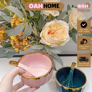 Set bát và thìa màu xanh cổ vịt và màu hồng