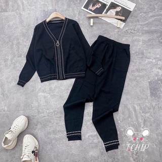 Set len viền chỉ trắng nữ