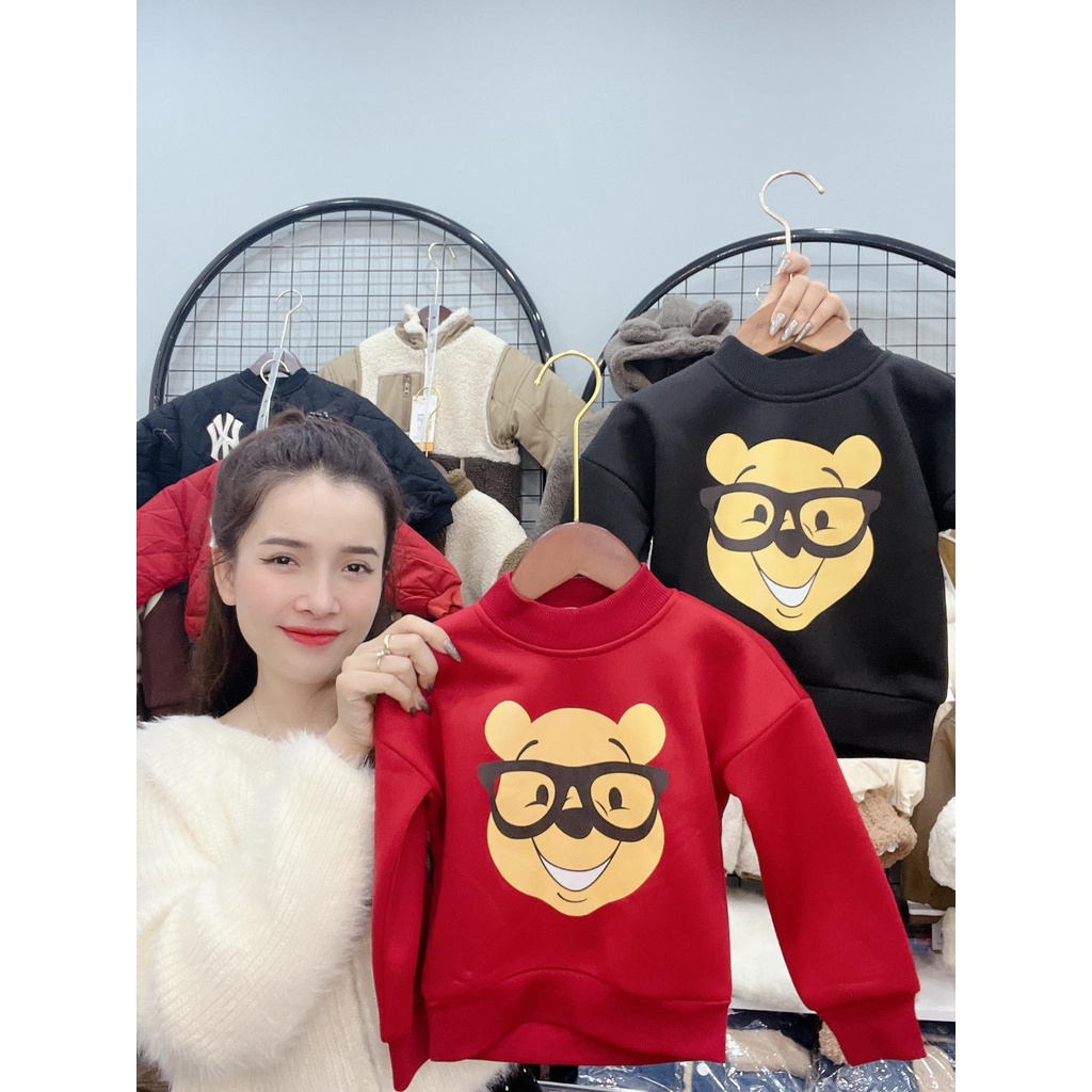 Áo nỉ bông gấu pooh cực xịn cho bé trai gái (8-25kg)