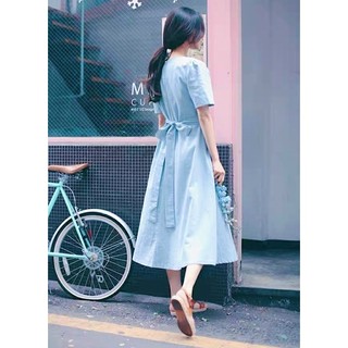 Đầm midi cổ tròn basic 2 màu (kèm hình thật)