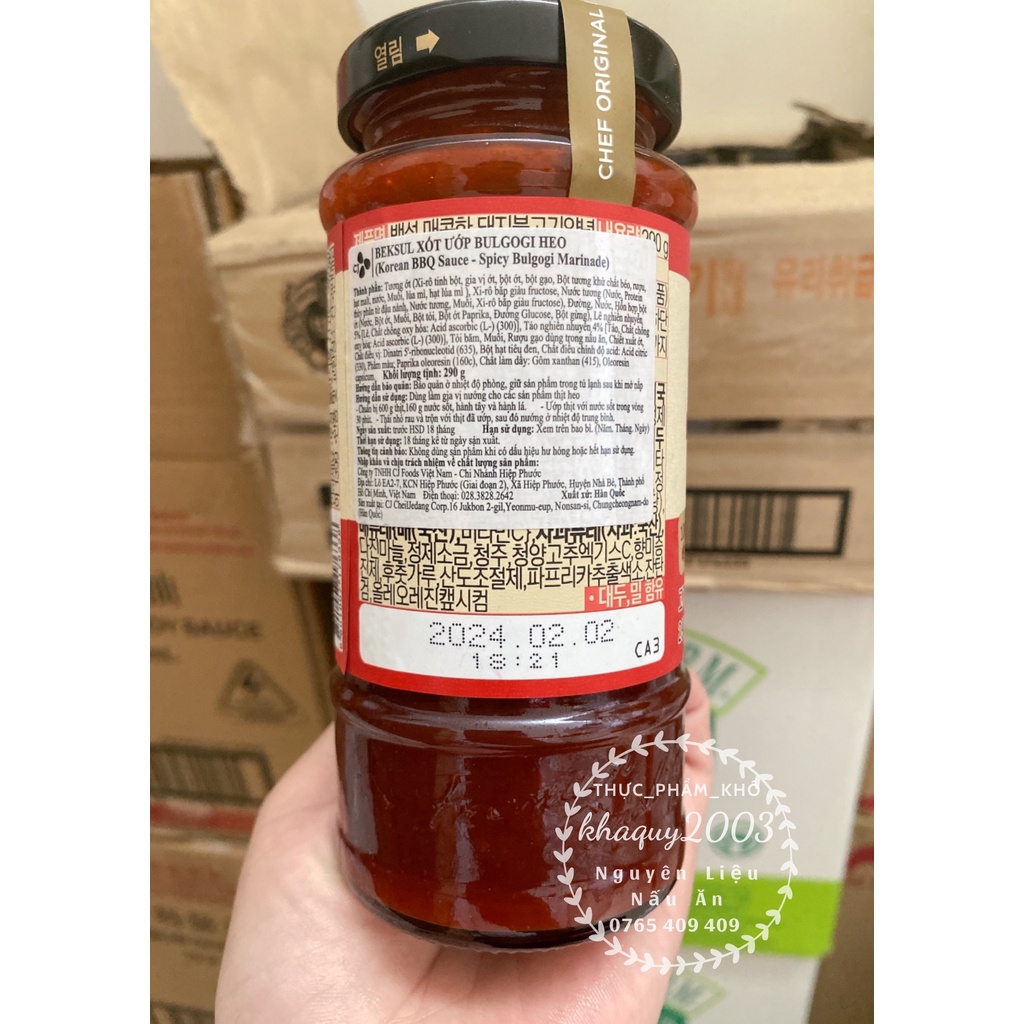 Sốt ướp thịt nướng Hàn Quốc Bulgogi CJ Beksul 290g - Nhập khẩu từ Hàn Quốc