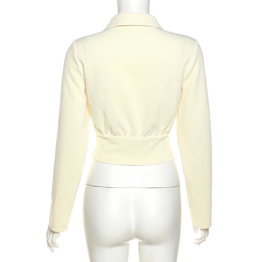 Áo Croptop Tay Dài Cổ Chữ V In Chữ Thời Trang Dành Cho Nữ