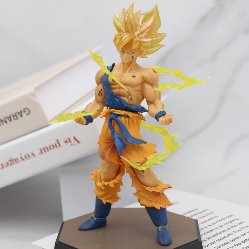Mô hình Dragon Ball SonGoku super saiyan siêu đẹp kèm hiệu ứng effect cao 17cm - figure mô hình 7 viên ngọc rông
