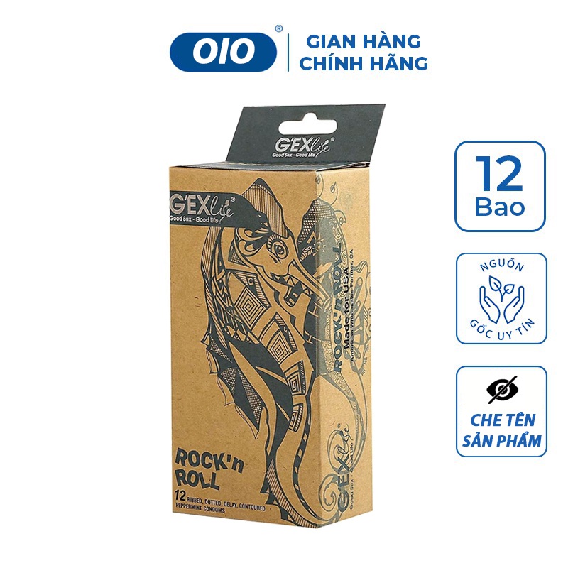 Bao cao su G'EXlife RocknRoll bạc hà siêu mỏng gân gai hạt nổi kéo dài thời gian quan hệ