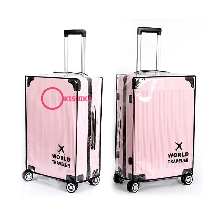 Bao trùm vali có dây kéo quai xách và cần kéo trong suốt Túi bọc vali silicon Áo trùm vali bảo vệ nhựa t