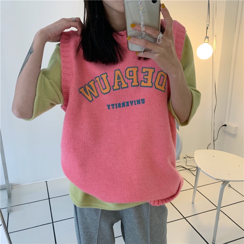 Áo dệt kim sát nách SUXI dáng ôm phong cách Hàn Quốc thời trang mùa thu cho nữ